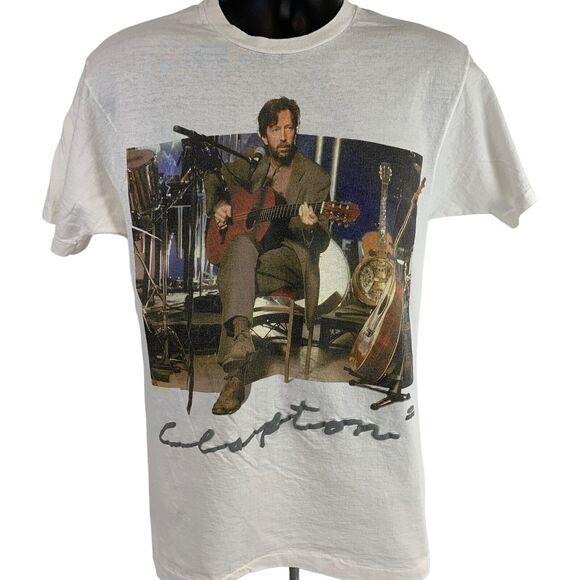 Vintage Eric Clapton MTV Unplugged T Shirt Mens Medium Rock Band USA Made White - Picture 2 of 9